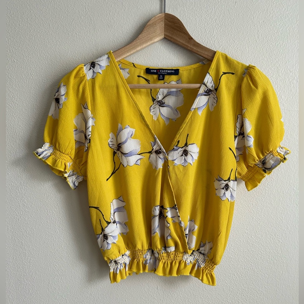One Clothing Yellow Floral Women's Top